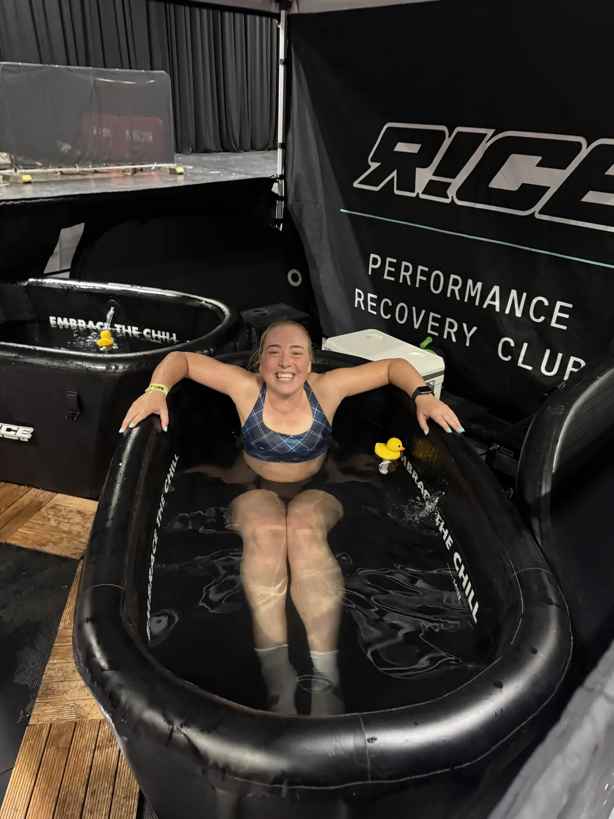 Battle Cancer Glasgow finisher in the R!CE ice bath