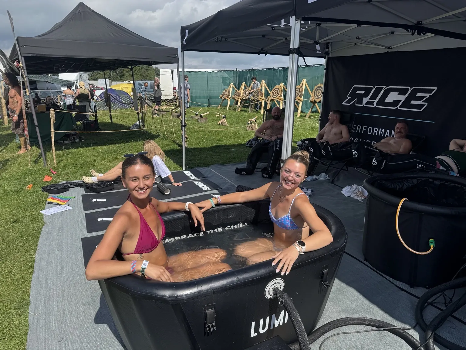 Athletes using R!CE cold immersion at a live event