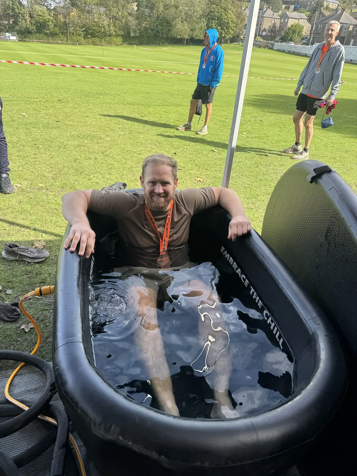 Heights finisher in the R!CE ice bath